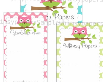 Owl Display cards - Choice of sizes - Optional double-sided print