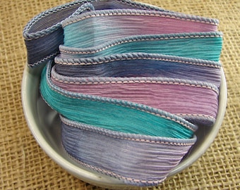 Springtime - Hand Dyed Silk Wrap Bracelet or Necklace Ribbon - Hand Dyed Ribbon - sr14