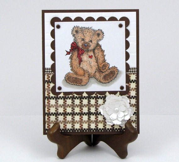Teddy bear greeting card cute teddy bear brown by catSCRAPPIN