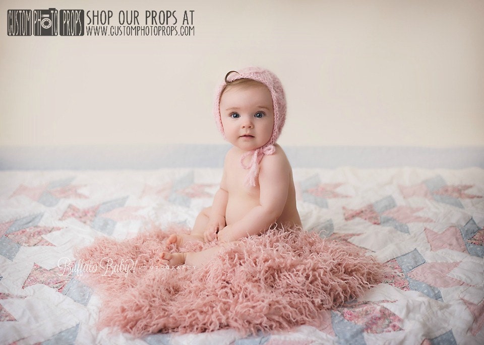 Peony Pink Sheep Faux Flokati Fur Newborn Photo Props, Artificial Fur, Newborn Baby Photography Props, Basket Stuffer, Baby Girl Props, Fur