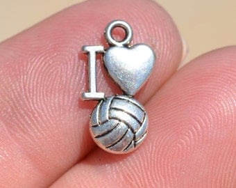BULK 20 Silver Volleyball Charms SC2028