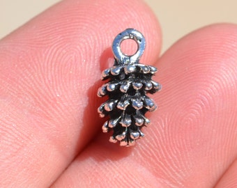 10 Silver Pinecone Charms SC2260
