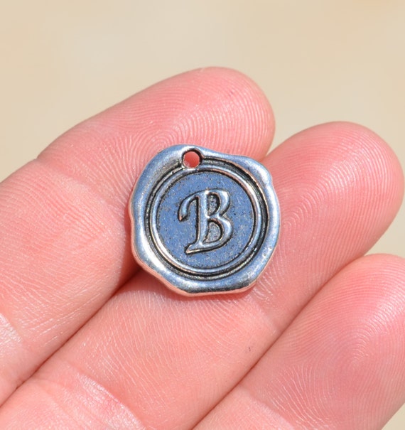 BULK 20 Silver Letter B Wax Stamp Charms SC2151