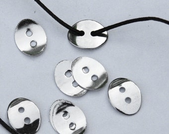 Button Clasp for Leather Wrap Bracelets, QTY 20 Curved Silver Button Clasps, Small 15mm, Hole 2mm, Fits 1.5mm or smaller leather cord (2-4a)