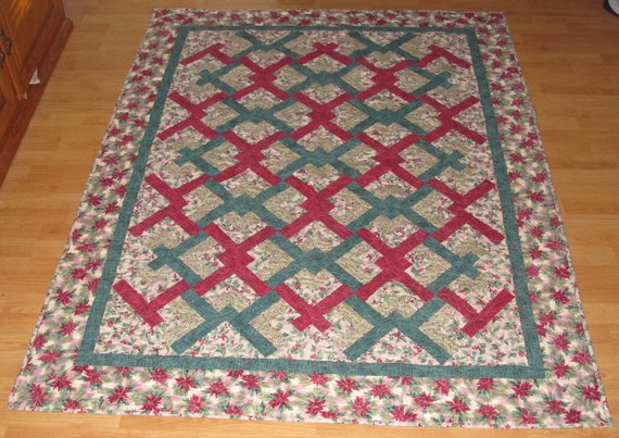 Lovers Knot Poinsettia Christmas Quilt