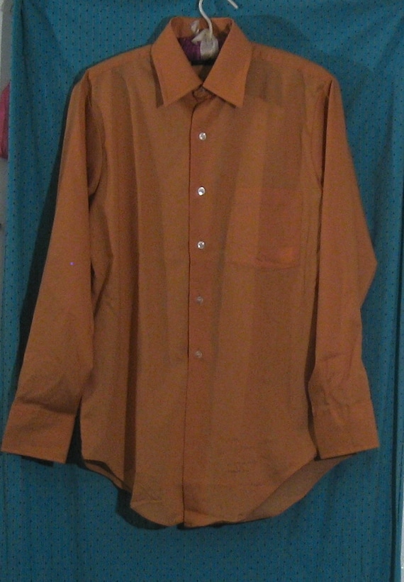 1960S Rust Colored Mens Shirt. 60s Mens Shirt. by Factorygirl82