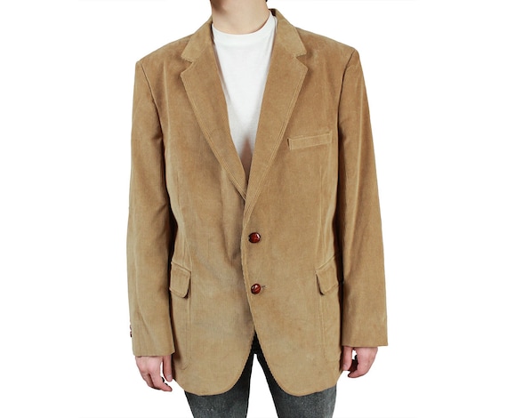 Vintage Corduroy Blazer 44R Mens Brown Tan Jacket Sports Coat