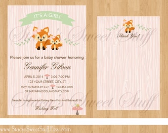 Fox Baby Shower Invitation, DIY, Printable