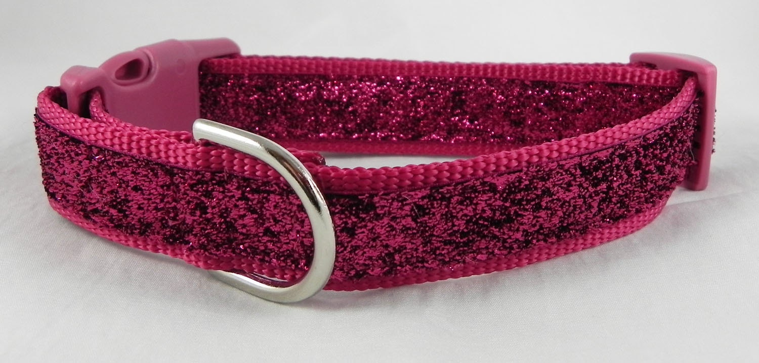 Hot Pink Metallic Sparkle Dog Collar