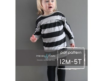 Tulip Tunic and Dress PDF pattern and tutorial 12m-5t easy sew tunic dress jumper
