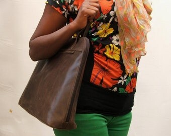Leather hand bag women laptop bag Leather bag Brown Hobo bag Shoulder bag Every day bag