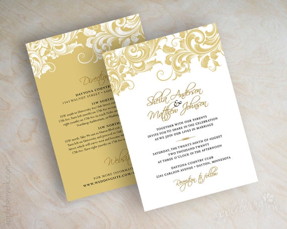 White And Gold Wedding Invitations 10