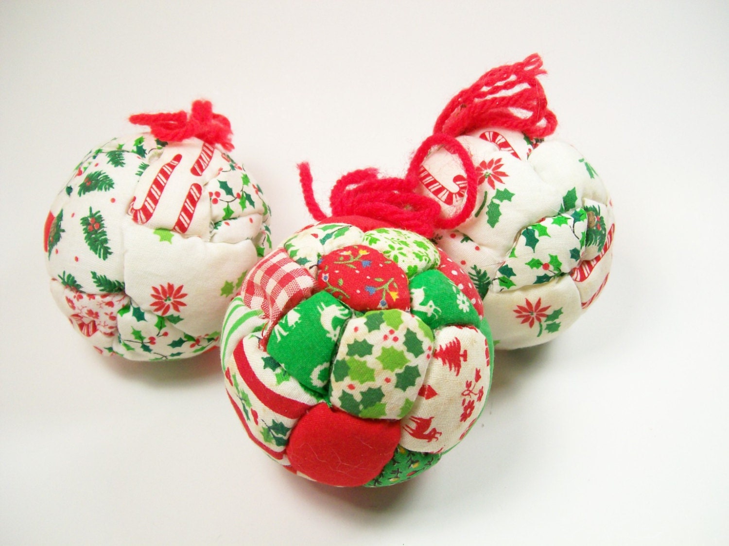 fabric christmas ornaments quilted balls red white green fabric christmas ornaments quilted balls red white green