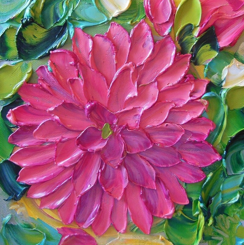 Oil Painting Shades of PInk dahlia