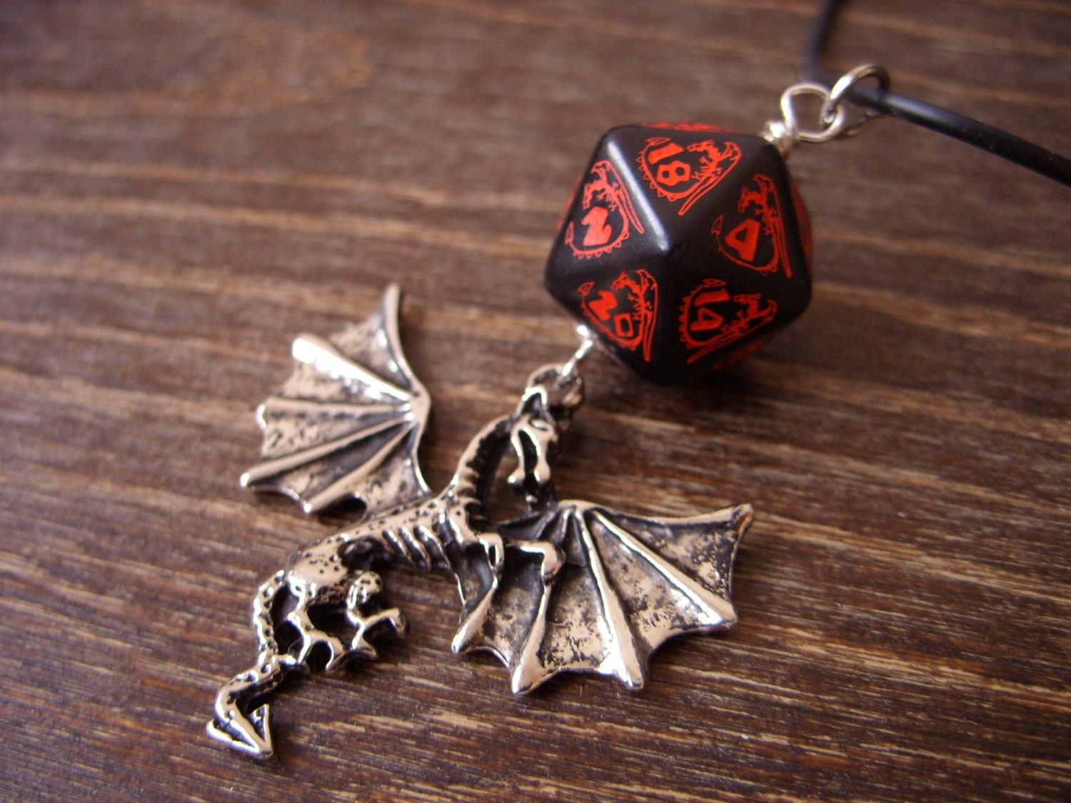 dragon necklace dungeons and dragons pendant D20 dice necklace