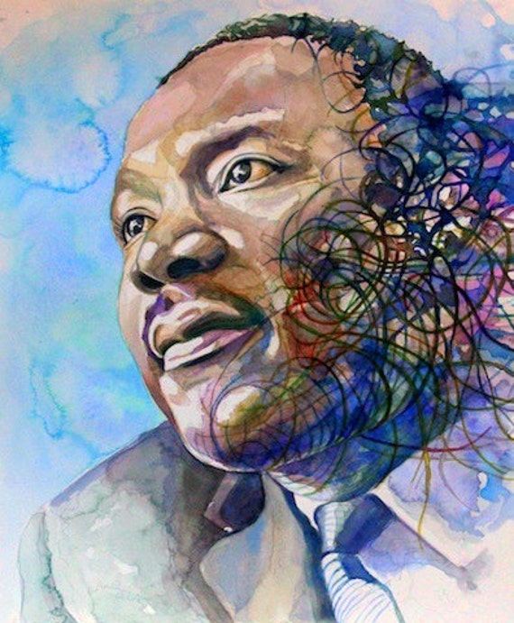 Martin Luther King portrait, print from original watercolor painting ART