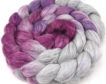Spinning Fiber - Alpaca/Silk Roving Combed Top - Silver Chalice