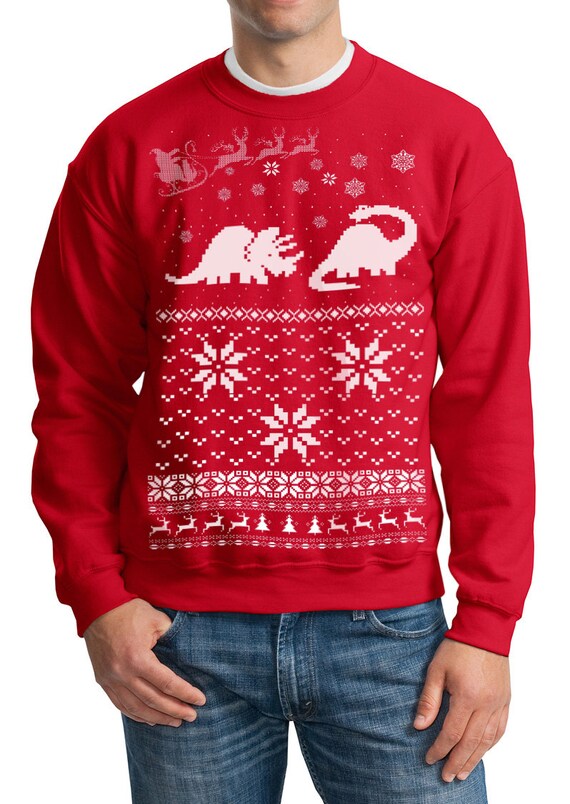 Items similar to Ugly Christmas sweater -- Santa Dinosaur -- pullover ...