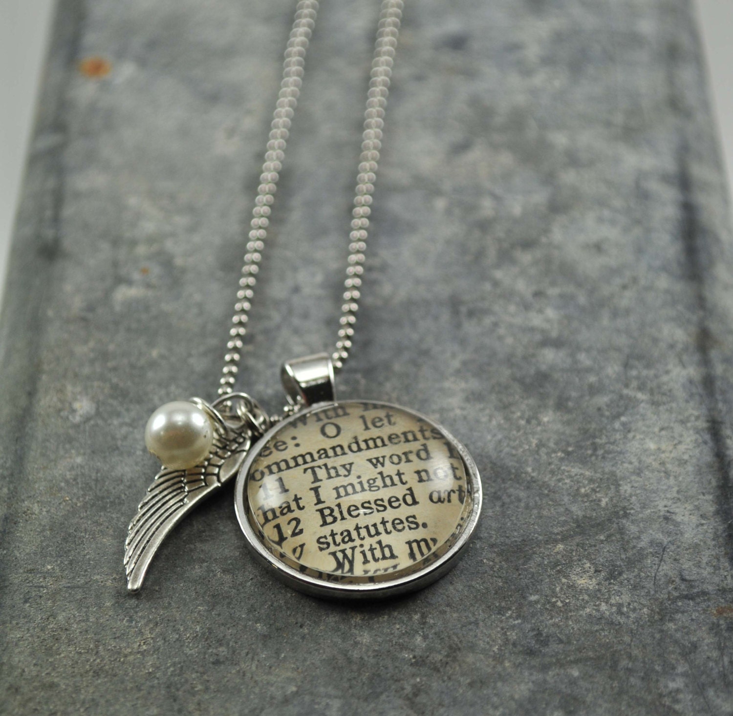 Vintage Bible Verse Pendant Necklace Psalms 11911