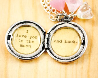 I love you to the moon and back - Girl's Locket - in antique silver ...