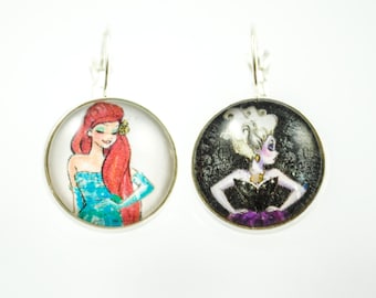Ariel and Ursula Earrings - Good vs. Evil Earrings - Heroine vs. Villain - Princess - Little Mermaid