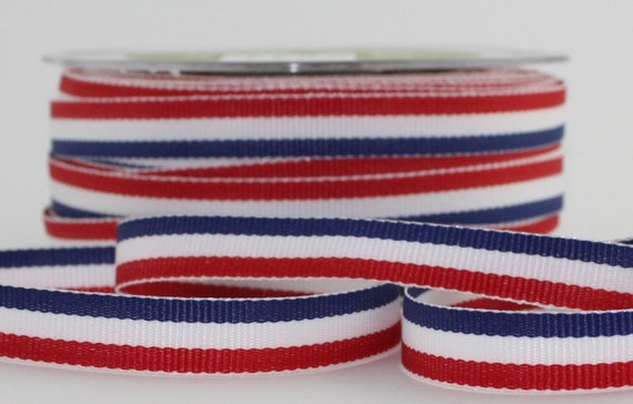 Red/White/Blue Striped Ribbon Patriotic Ribbon 3/8