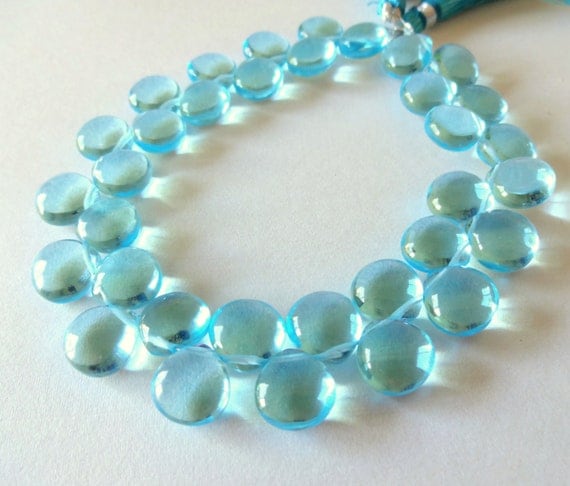 SPARKLING Sky Blue Quartz Smooth Heart Briolettes by CraftyMothers
