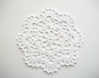 Crochet Doily White Cotton Lace with Picot Edge Heirloom Quality
