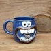 Funny Fall Coffee Cup in Blue. Googly Eye Face Mug. Opinionated Coffee Cup. Large 16 Ounce Fall Beer Stein. Ceramic Clay Tankard