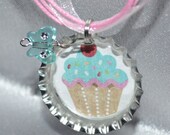 Blue Cupcake Bottle Cap Necklace Il_170x135