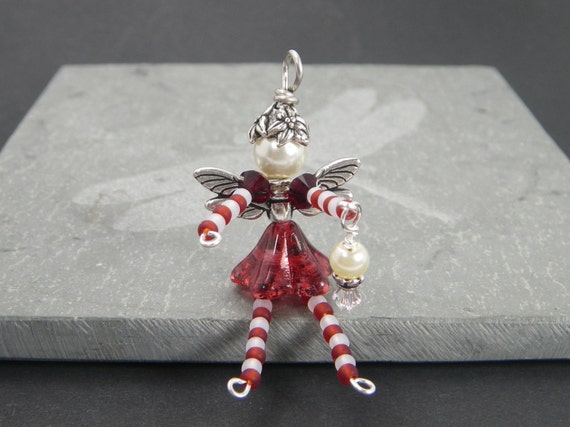 candy cane christmas angel fairy figurine