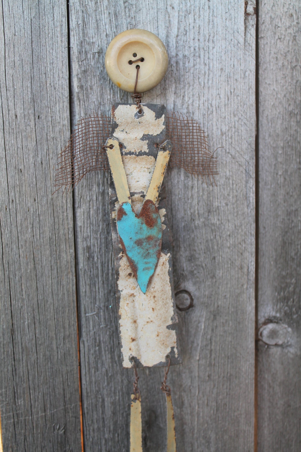 handmade rustic funky angel wall decor or ornament