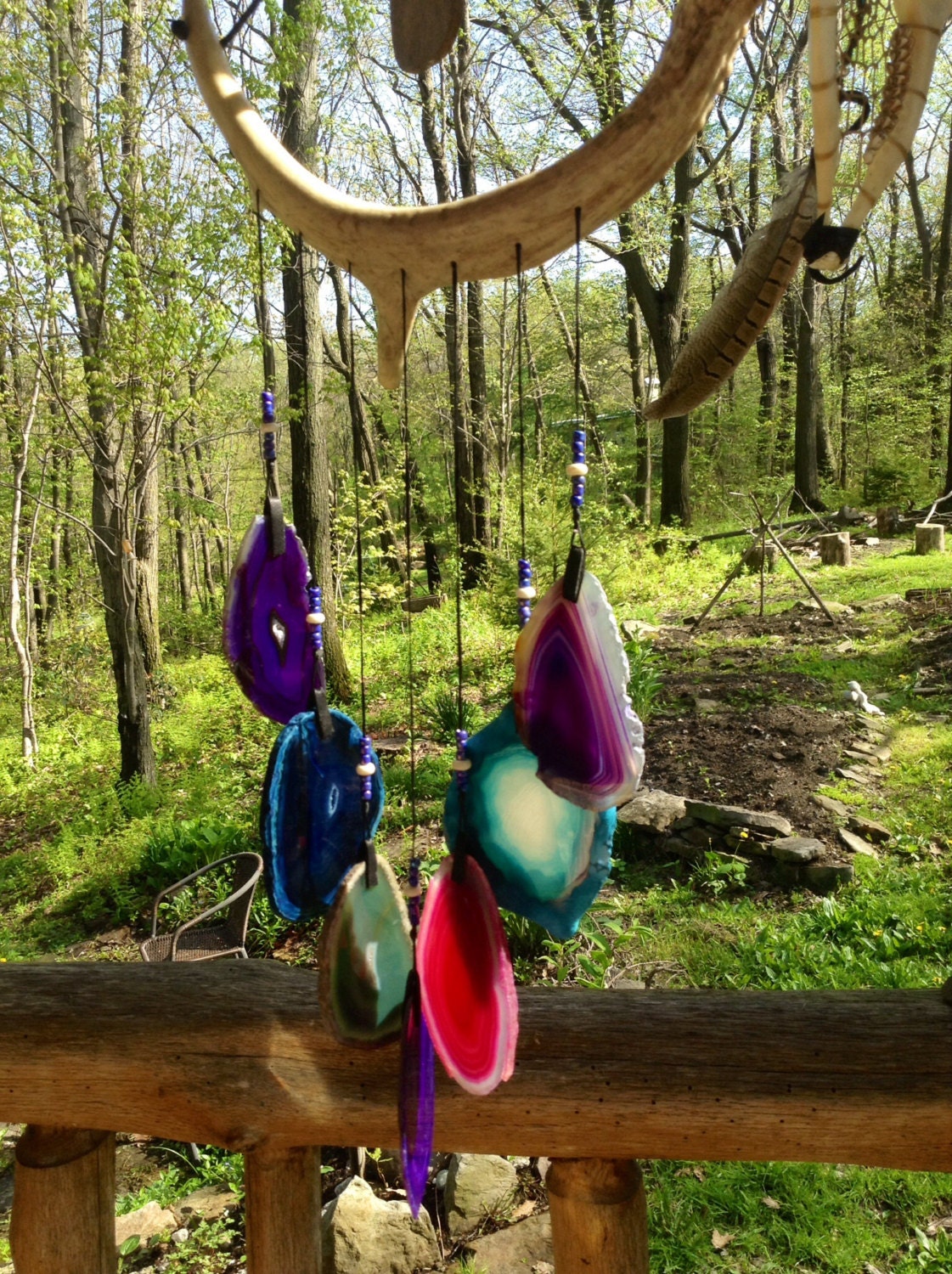 Geode Wind Chime On Deer Antler Geode Wind Chime On Deer Antler Zoom