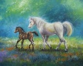 Mother Horse and Colt Original Oil Painting, mare, original horse paintings, white horse, western wall art, Vickie Wade art Mother Horse and Colt Original Oil Painting, mare, original horse paintings, white horse, western wall art, Vickie Wade art
