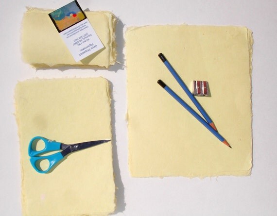 hemp paper pulp x lemon Handmade 5 yellow paper inches papermaker by abaca 3 kozo