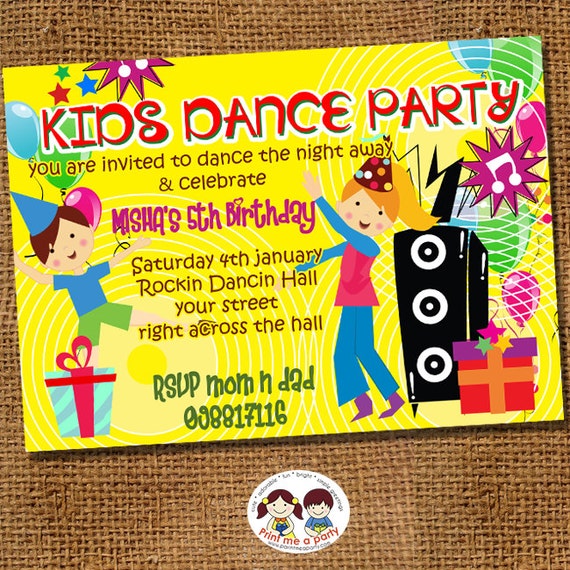 Dance Party Invitation Rock and Roll Dance by printmeaparty