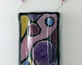 Wall Pocket Vase Fused Glass Stained Glass/Watercolor look