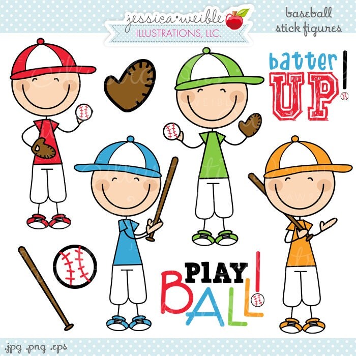 Download Baseball Boy Stick Figures Cute Digital Clipart Commercial