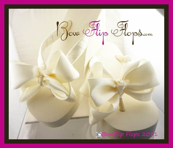 Wedding Flip Flops Bridal Flip Flops Bow Satin by BridalFlipFlops