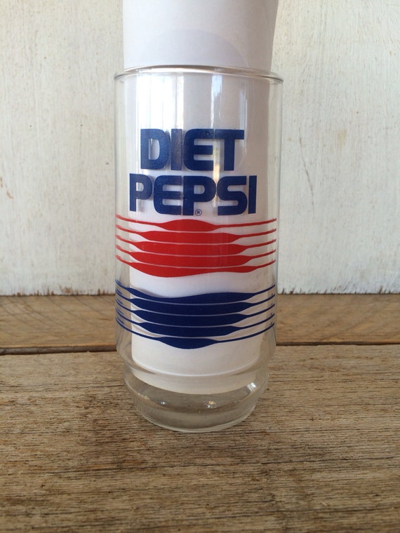Vintage Diet Pepsi Glass by VintageSilverLining on Etsy