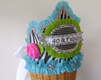 40th Birthday Hat - Crown 40 & FABULOUS or customize - Birthday Party Crown-