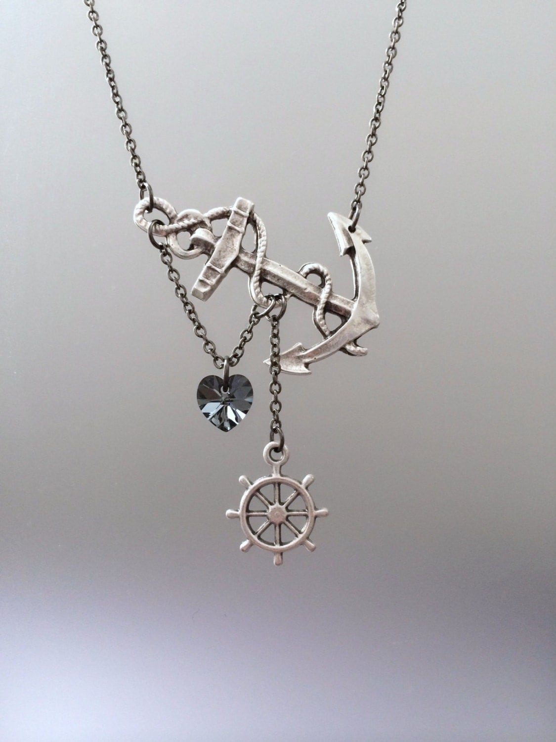 Anchor Heart Necklace Anchor with Heart Sideways Anchor