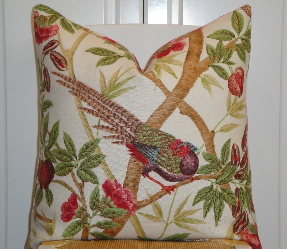 Lee Jofa Decorative Pillow Cover Rose Pink Red Green