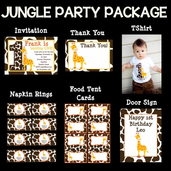 Giraffe Birthday Invitation, Party Decorations, Party Supplies, Party Collection, Birthday Decorations, Choose 6 Items, Printable Il_570xn