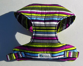 Multi-color Stripe Comfort Soft Dog Harness. - Made to order -