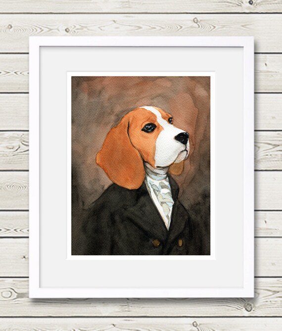 Items similar to Beagle Art - Regal Beagle Raeburn - Beagle Portrait ...