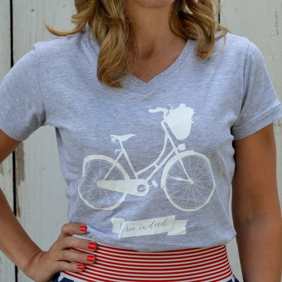 Women's, SIZE SMALL, gray, free indeed, bike, adoption t shirt