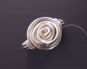 Sterling silver wire wrapped rose ring size 6ish