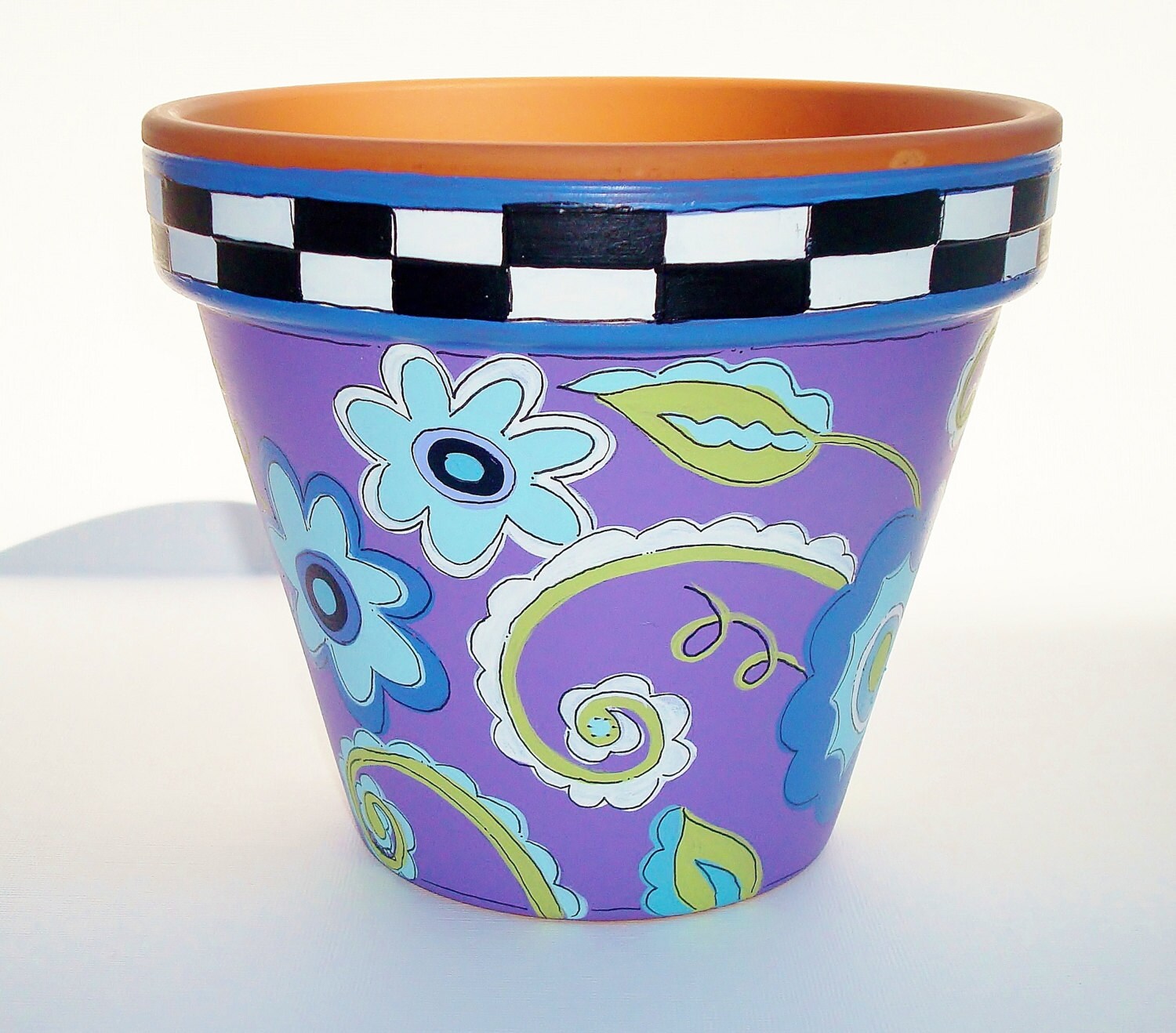 Hand Painted Flower Pot Terra Cotta Whimsical By ThePaintedPine   Il Fullxfull.527169687 Q96x 