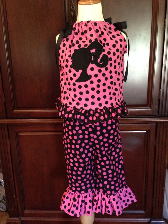 Items similar to Hot Pink and Black Barbie Outfit size 6 months to size ...